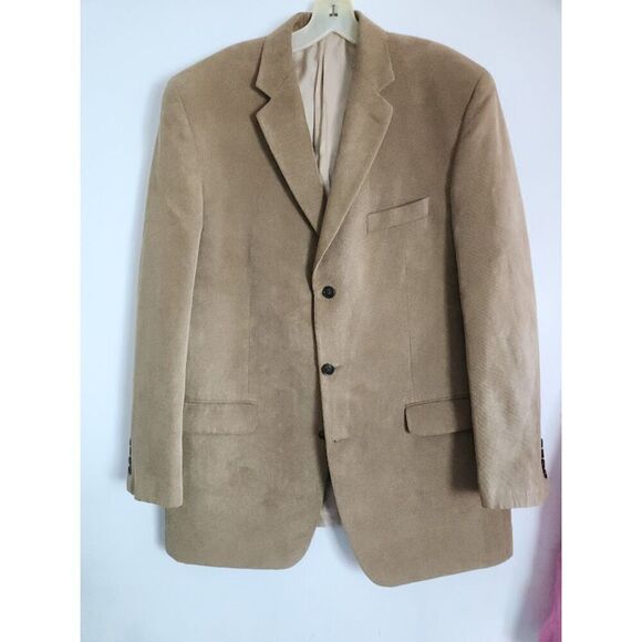 Calvin Klein for Lord & Taylor Men Tan Brown Single Breasted Blazer size 44L - Picture 1 of 10